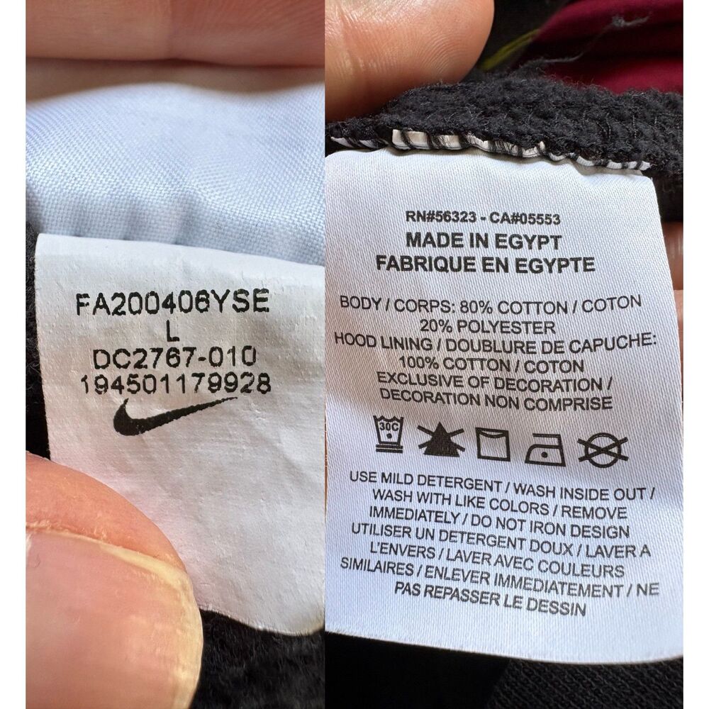 Nike Club Fleece Hoodie Large L Multi Swoosh AOP Black Pullover DC2767-010 Sport - Picture 8 of 9